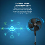 16in Pedestal Fan 50w With 3 Speeds & 70° Oscillation | Black