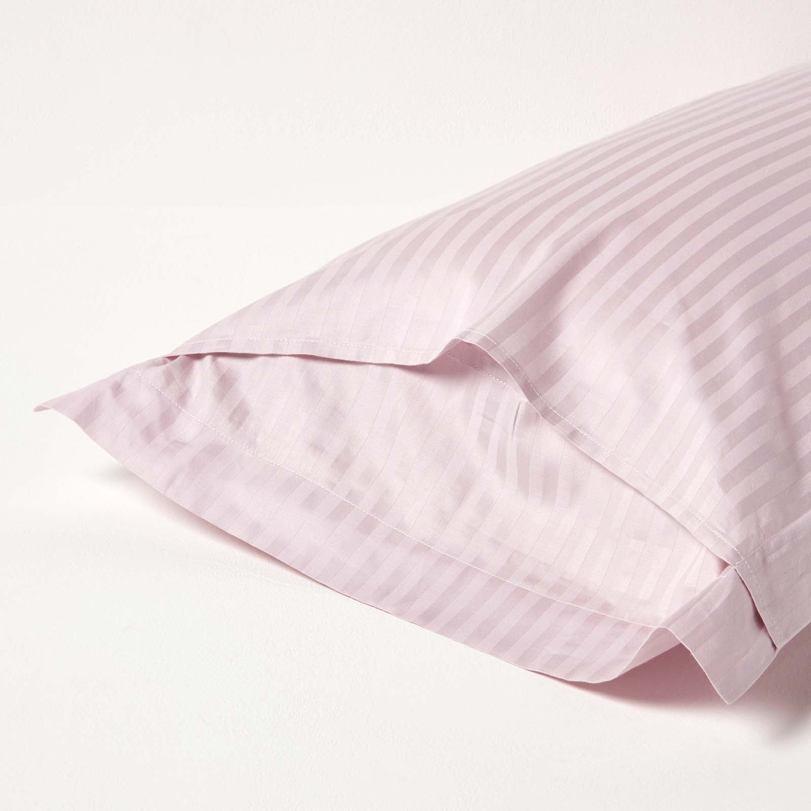 Egyptian Cotton Satin Stripe Oxford Pillowcase 330 Tc | King Pillow Case | Dusky Pink