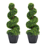 2 Pack Artificial Topiary Spiral Boxwood Tree Fake Plant
