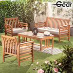 Garden_Gear Acacia 4 Person Lounge Set W/8cm Deep L.grey Cushions