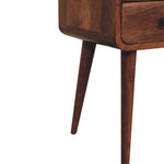 Mini Honey Caramel Curved Bedside With Open Slot