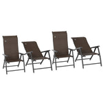 4 Pcs Rattan Folding Chair Set 7 Levels Adjustable Backrest