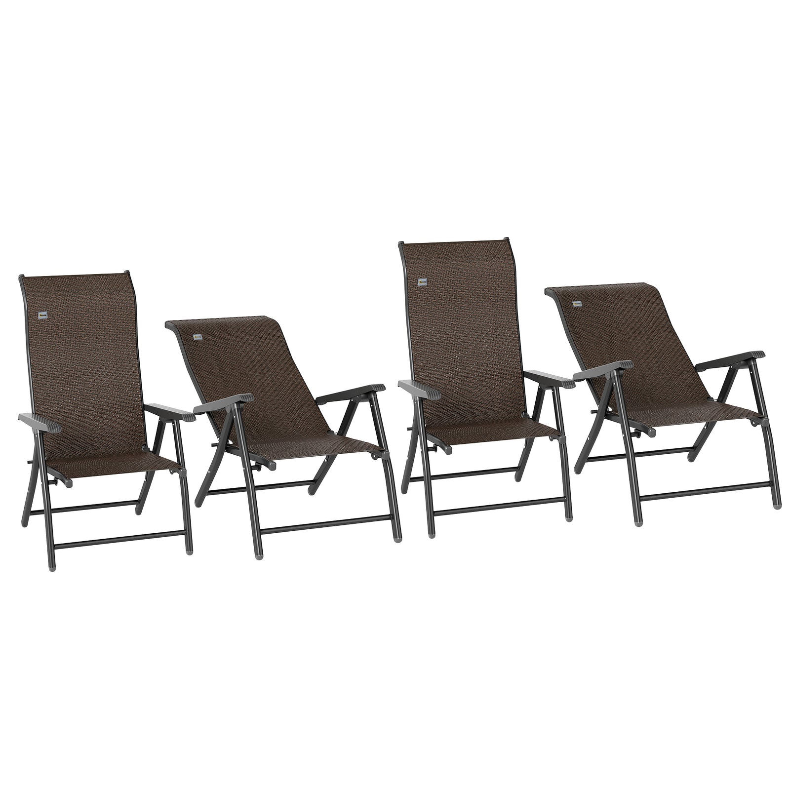 4 Pcs Rattan Folding Chair Set 7 Levels Adjustable Backrest