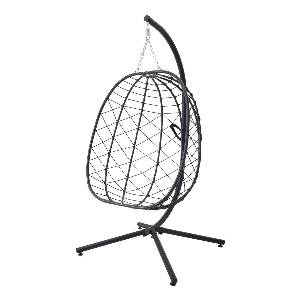 Egg-shaped Hanging Chair With Soft Cushion & Headrest | One Size | Black