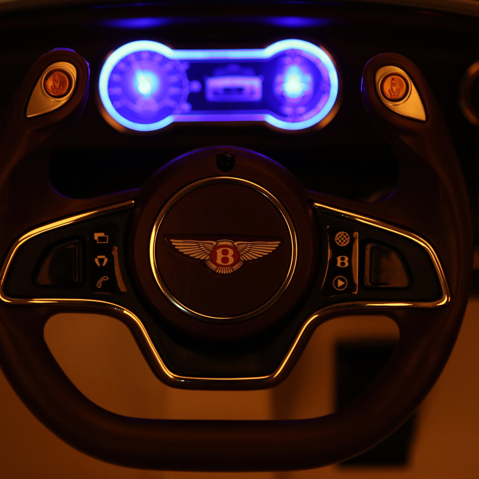 Electric Ride-on Car W/ Led Lights Music Parental Remote Control | White