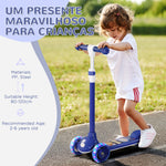 Kids 3 Wheel Scooter For 2-6 Years Old W/ Adjustable Height | Blue