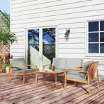 4 Pieces Wooden Garden Furniture Set With Cushions | Natural