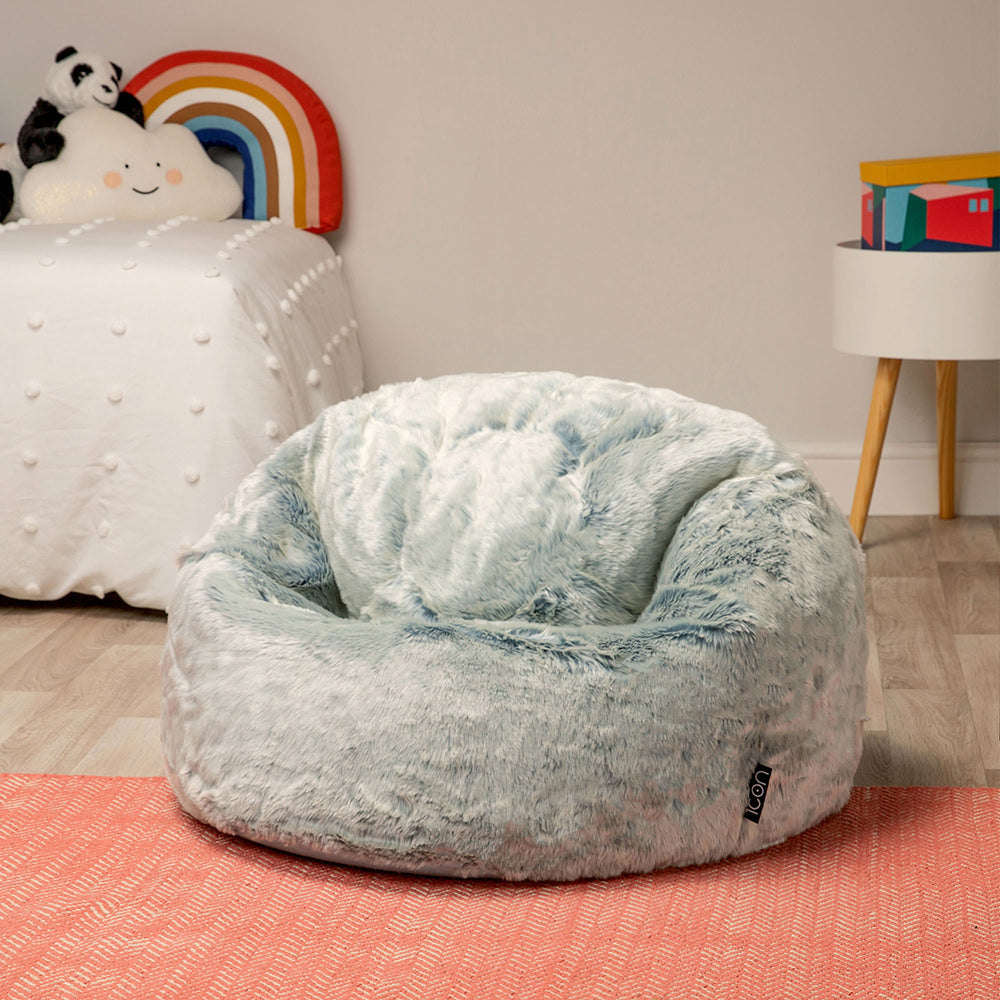 Kids Faux Fur Bean Bag Chair | Blue