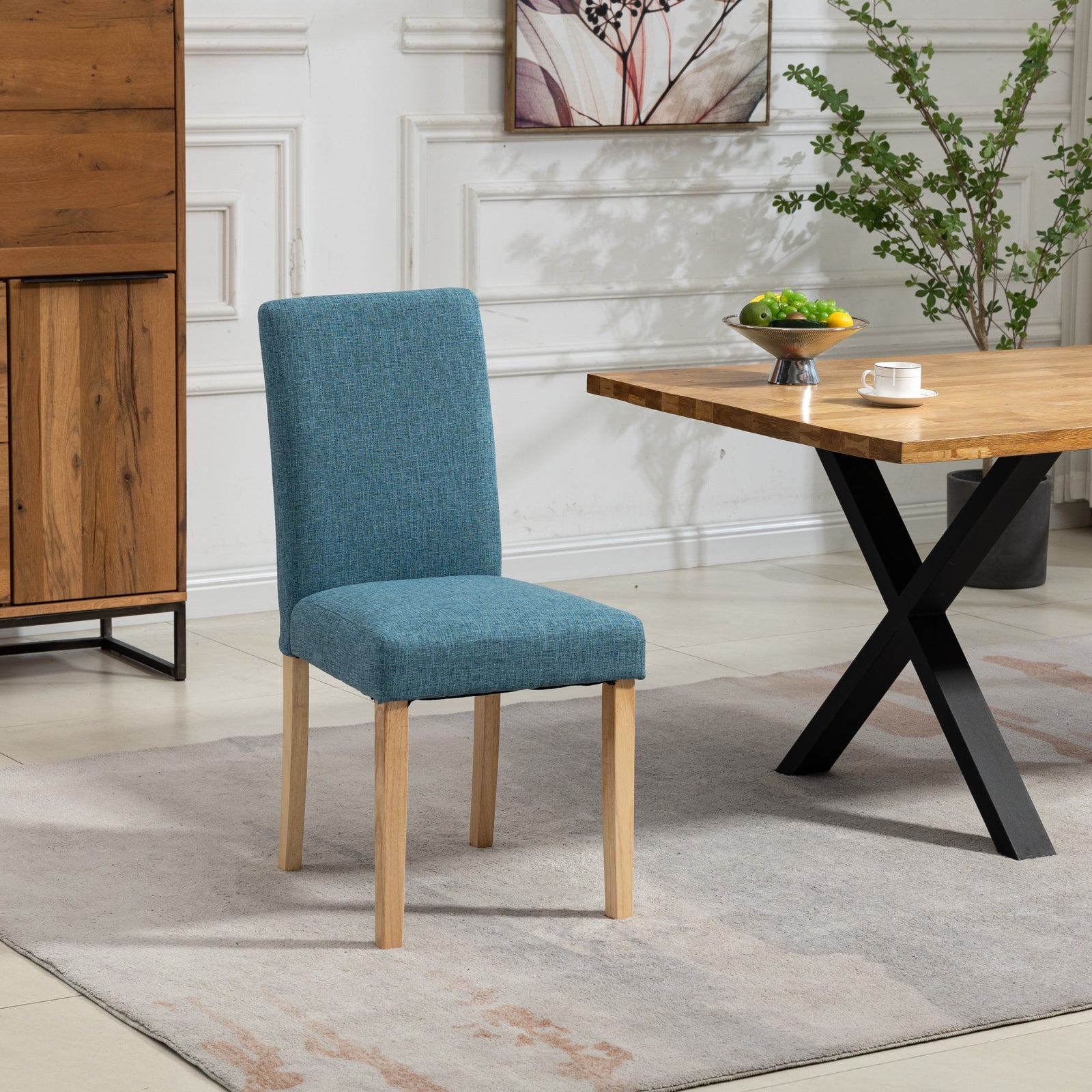 Set Of 2 Maiolo Fabric Dining Chairs | Teal