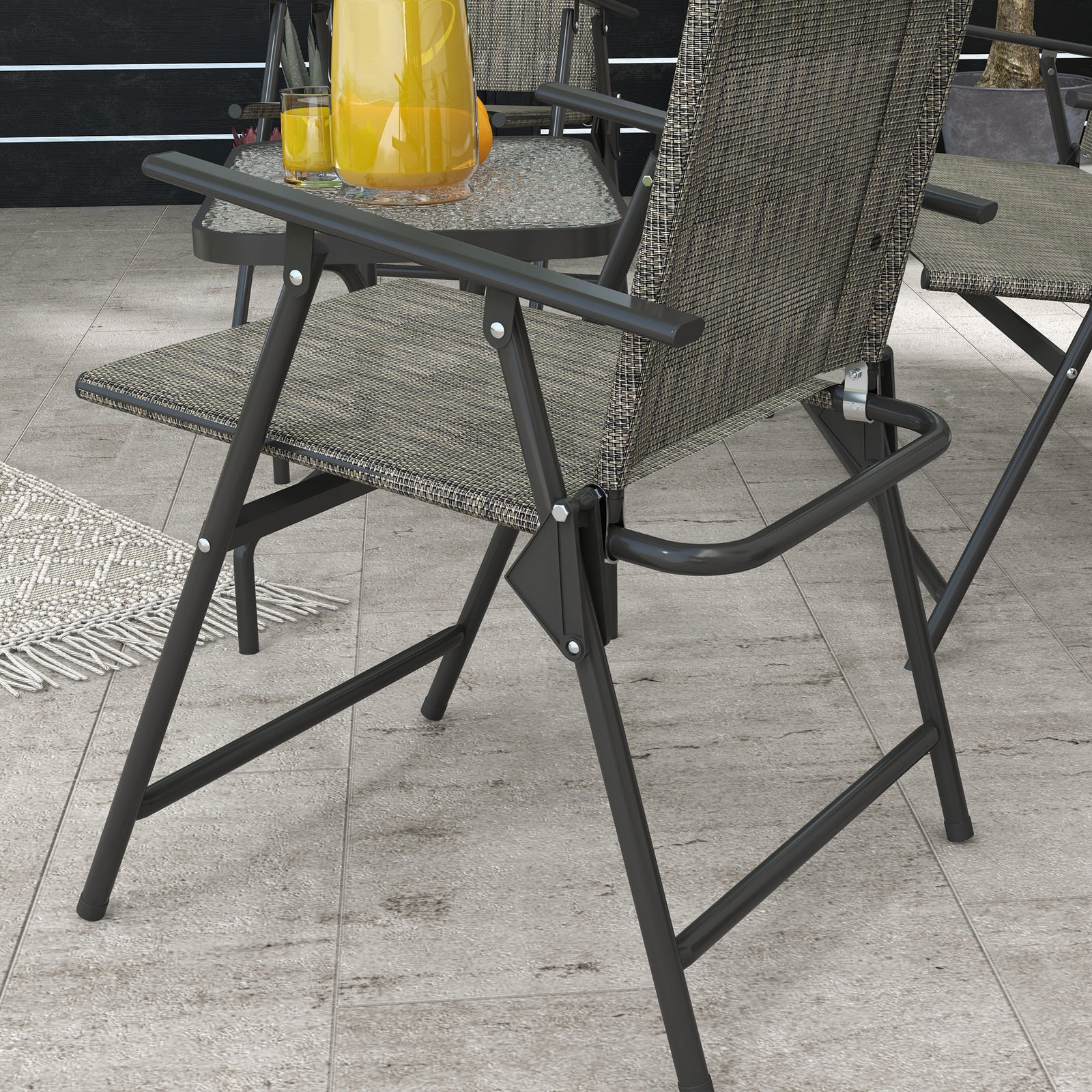 Outdoor 4 Pieces Patio Set, Mesh Fabric | Brown