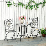 3 Pcs Mosaic Tile Garden Bistro Set Outdoor W/table 2 Chairs