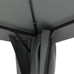 4m X 4m Outdoor Metal Gazebo With Pa-coated Canopy, Side Curtains & Solar Led Lights With Remote Patio Shelter | Dark Grey