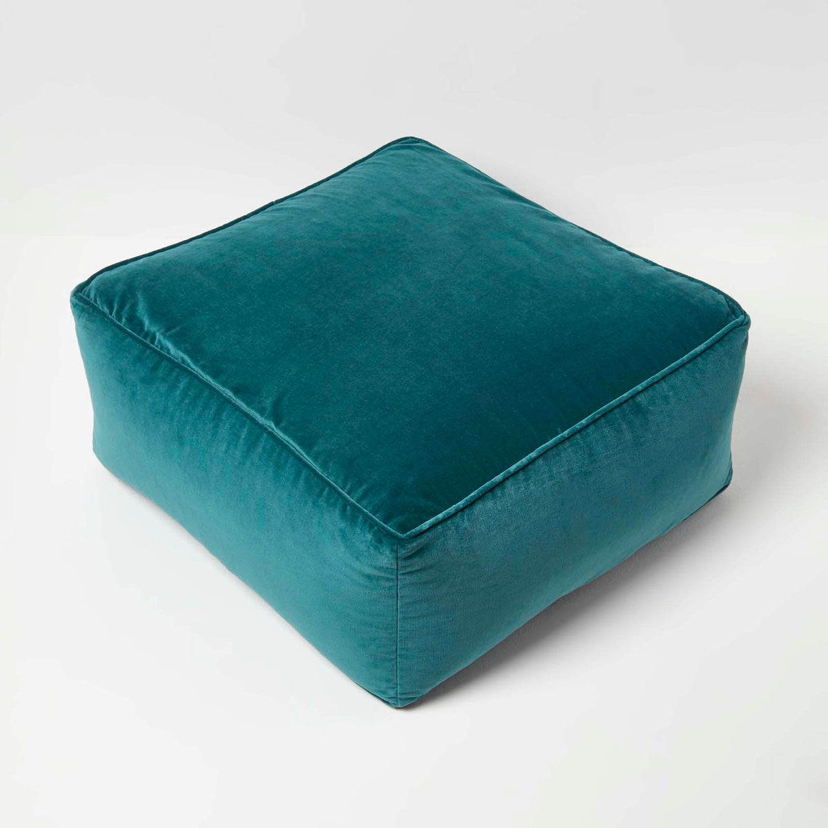 Velvet Pouffe Bean Cube | 60cm x 60cm | Green
