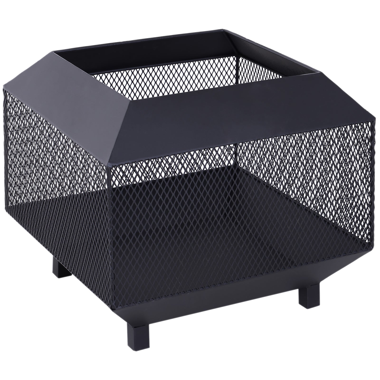 Firepit Square Garden Stove Patio Black Steel