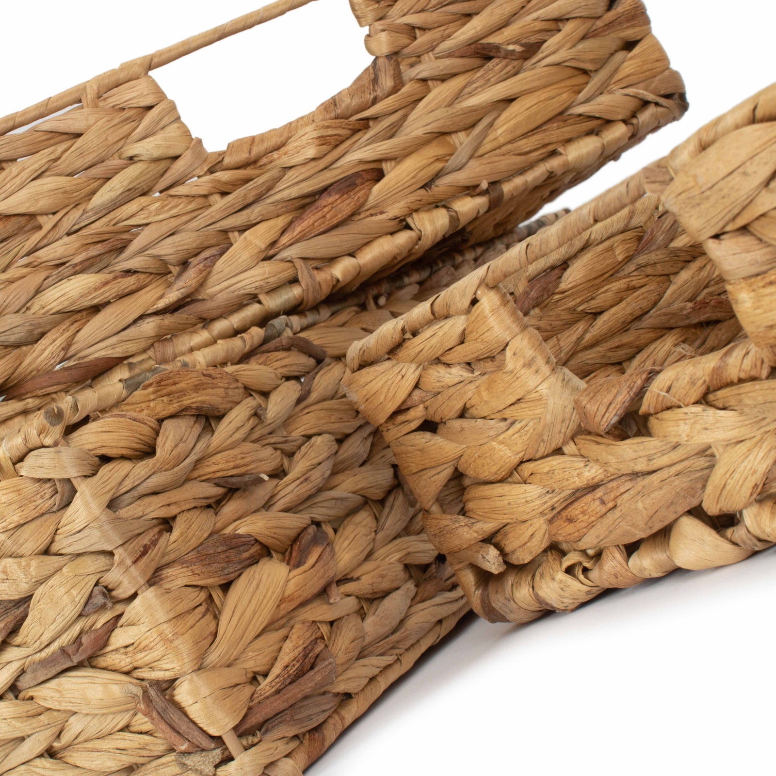Water Hyacinth Shallow Rectangular Storage Basket | Set-of-3 | Brown