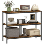 HOMCOM Industrial Console Table With 3-tier Storage Shelves Rustic Brown