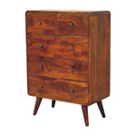 Solid Mango Wood 2 Over 3 Curved Chestnut Chest