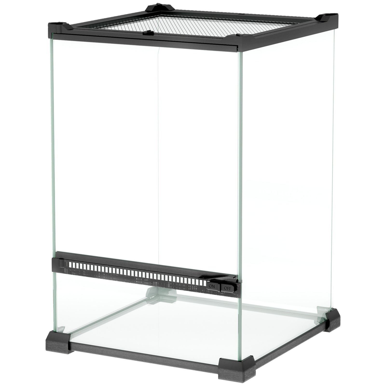 Glass Reptile Terrarium, Vivarium For Lizards, Frogs, Snakes, Turtles | Black
