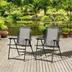 2 Pcs Patio Folding Chair Set, With Armrest, Breathable Mesh | Gray