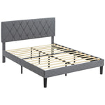 Double/king Bed Frame W/ 5 Level Adjustable Linen Headboard | Double