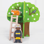 Wooden Fire Station Train Set - 39 Pieces