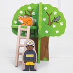 Wooden Fire Station Train Set - 39 Pieces