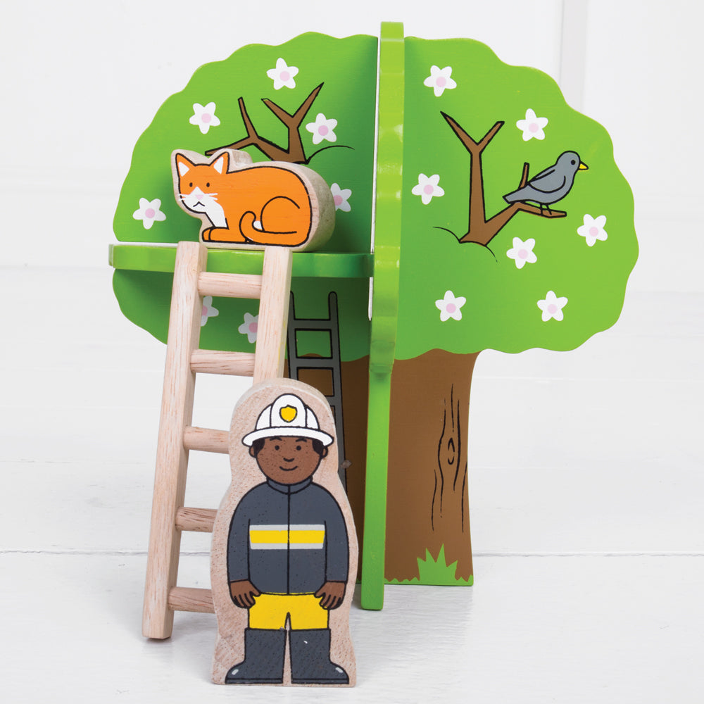 Wooden Fire Station Train Set - 39 Pieces