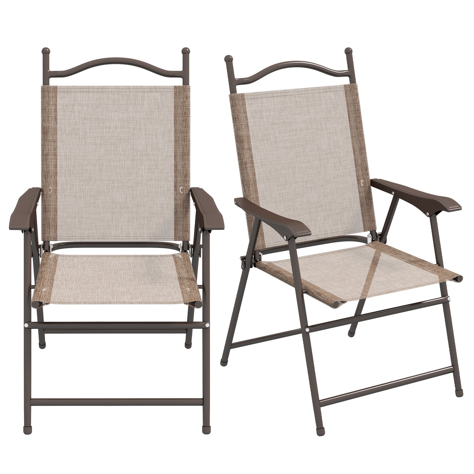 Folding Chairs Set Of 2, Garden Chair With Armrest