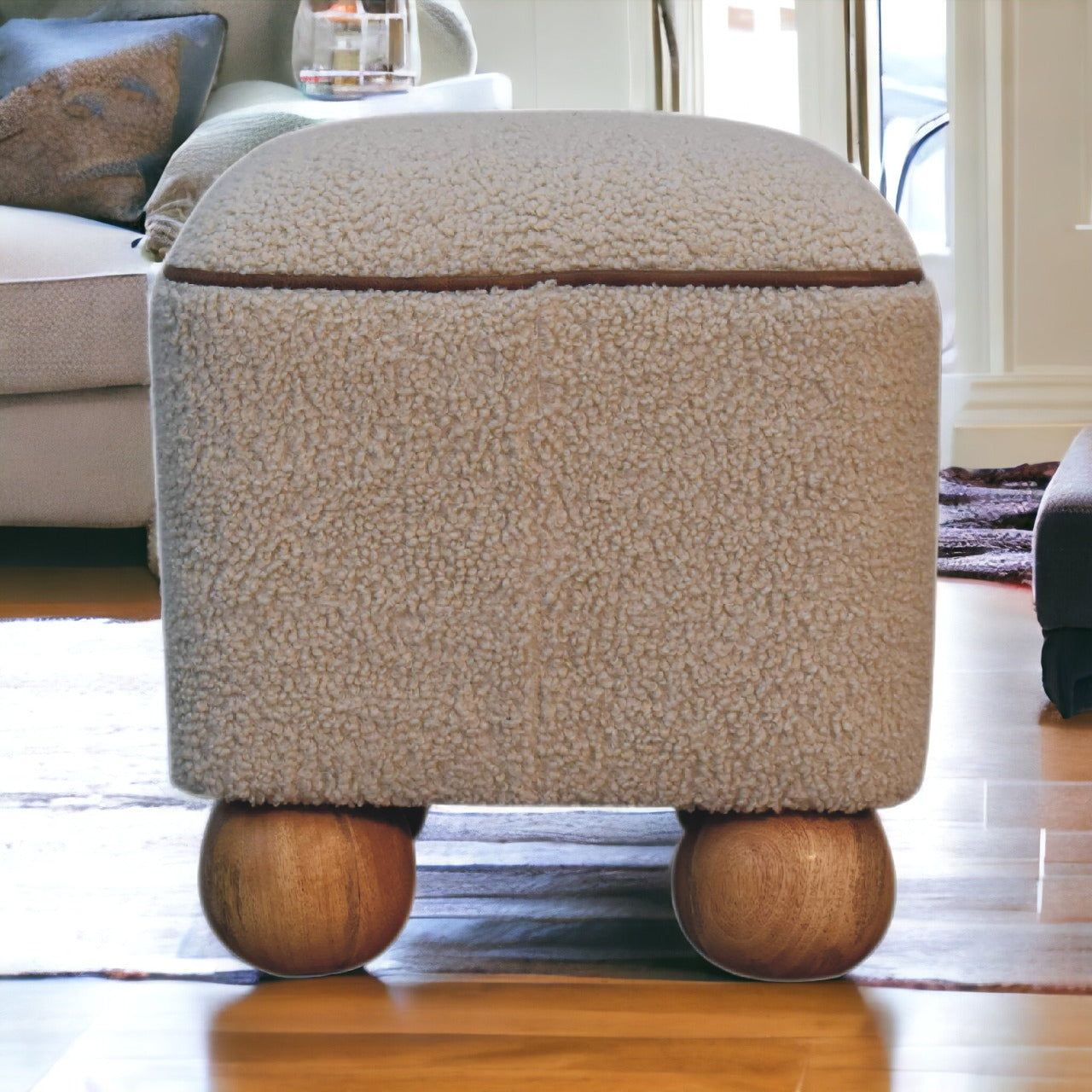Solid Mango Wood Serenity Footstool With Ball Feet