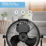 14/16/20" Circular Floor Fan - Powerful Air Cooling Fan With 3 Speed Settings | 14" | Black