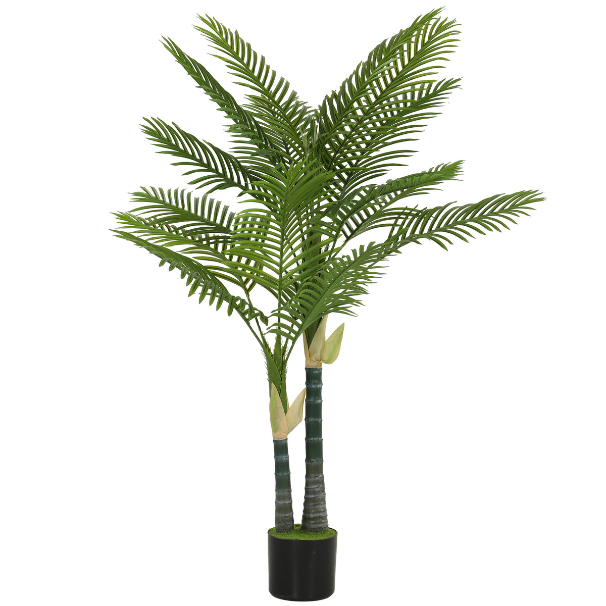 HOMCOM Artificial Palm Tree With Peva Leaves In Pot, Green