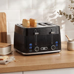 4 Slice Electric Toaster With 7 Browning Levels, 1860w | Black