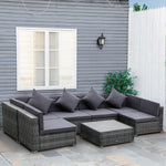 Outsunny 7 Pcs Outdoor Rattan Sofa Set Patio Sectional