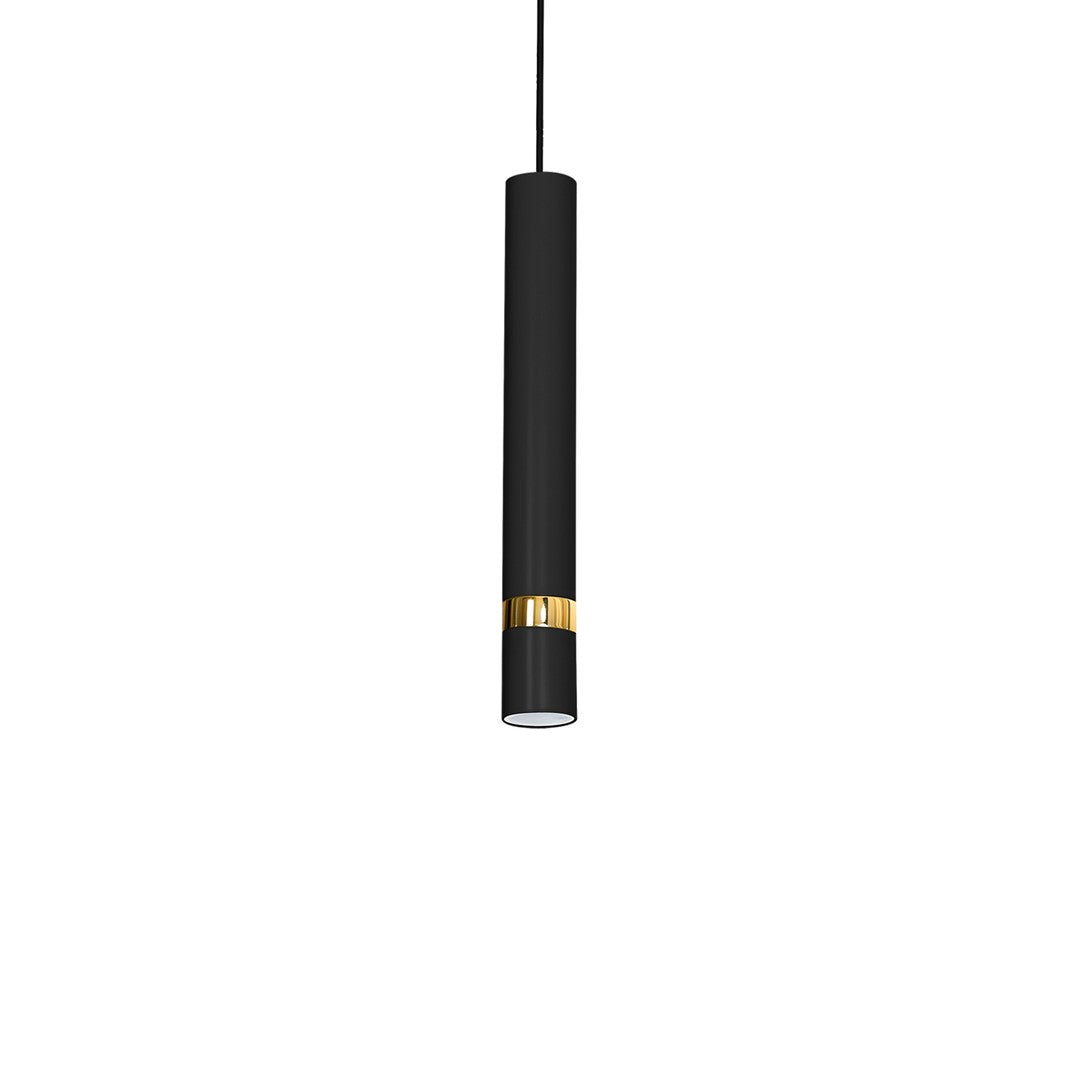 Joker Contemporary Pendant Lamp 1xgu10 Hand Made Cylindrical Style Light | Black & Gold