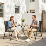 Folding Garden Chairs Set With High Back, Armrests | Set of 2 | Black