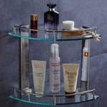 2-tier Tempered Glass Corner Shelf Bathroom Wall Mounted