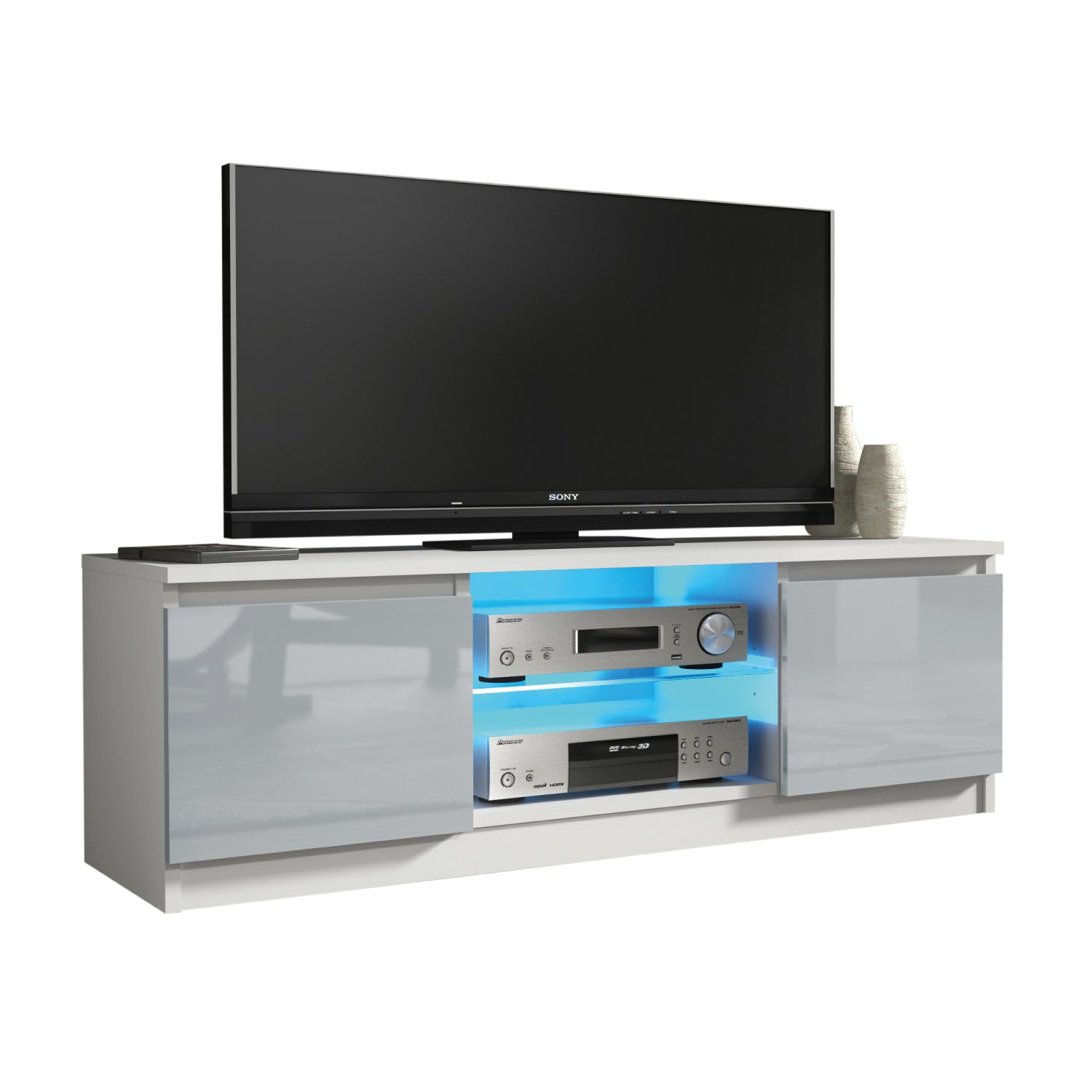 Aura Tv Unit 120cm With Led Lights | Large-Medium | Grey