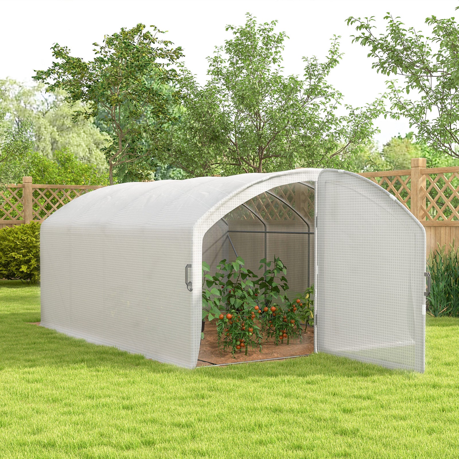 Walk-in Polytunnel Greenhouse W/ Pe Cover 4x3x2m