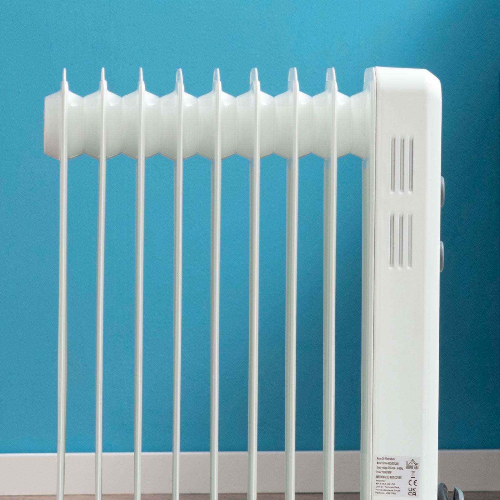 7/9/11 Fin Oil Filled Radiator Portable On Wheels | Medium | White