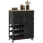 Kitchen Trolley, Rolling Island Storage Cart With Drawer, Black