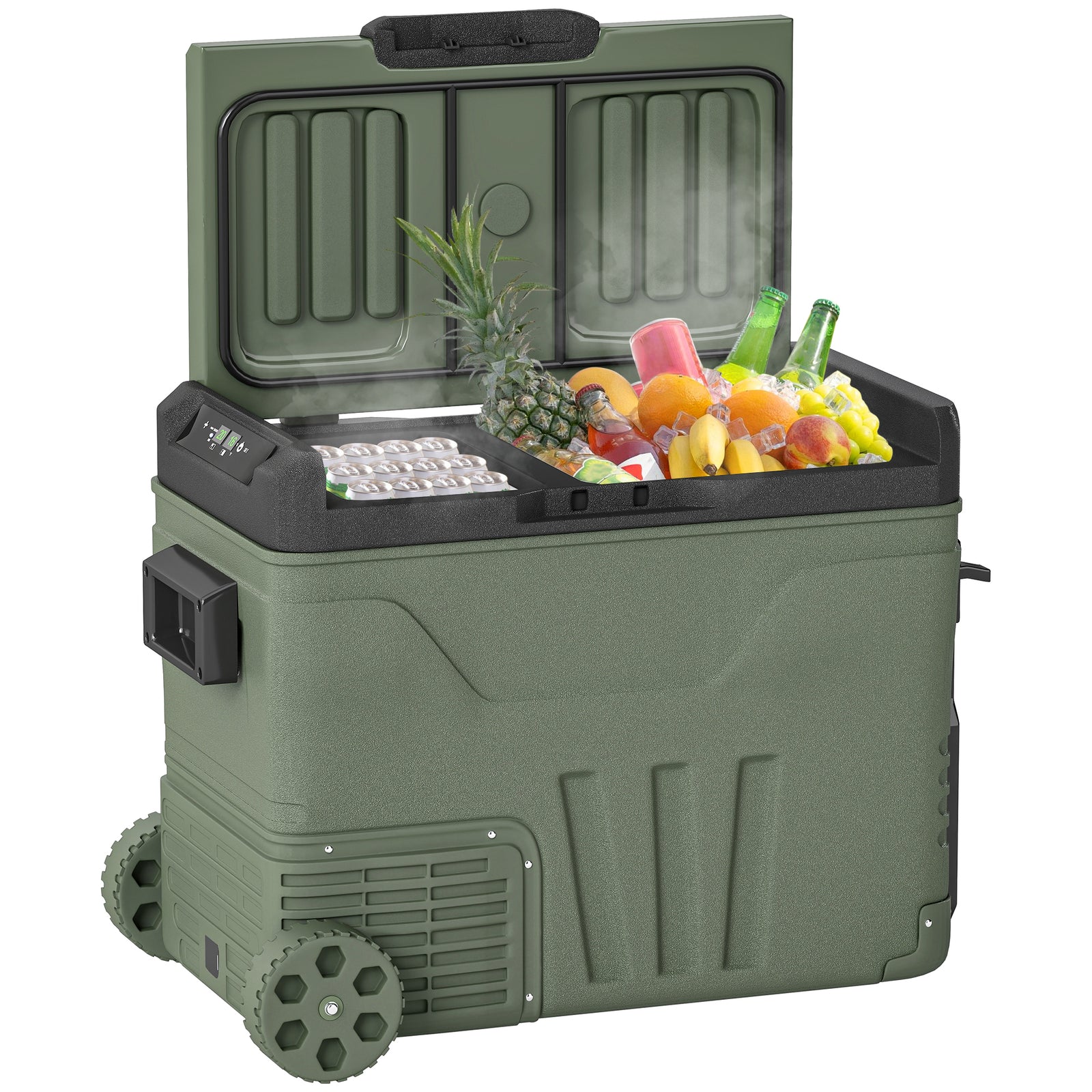 Camping Fridge Freezer Dual Zone, Portable Car Fridge | Large | Green
