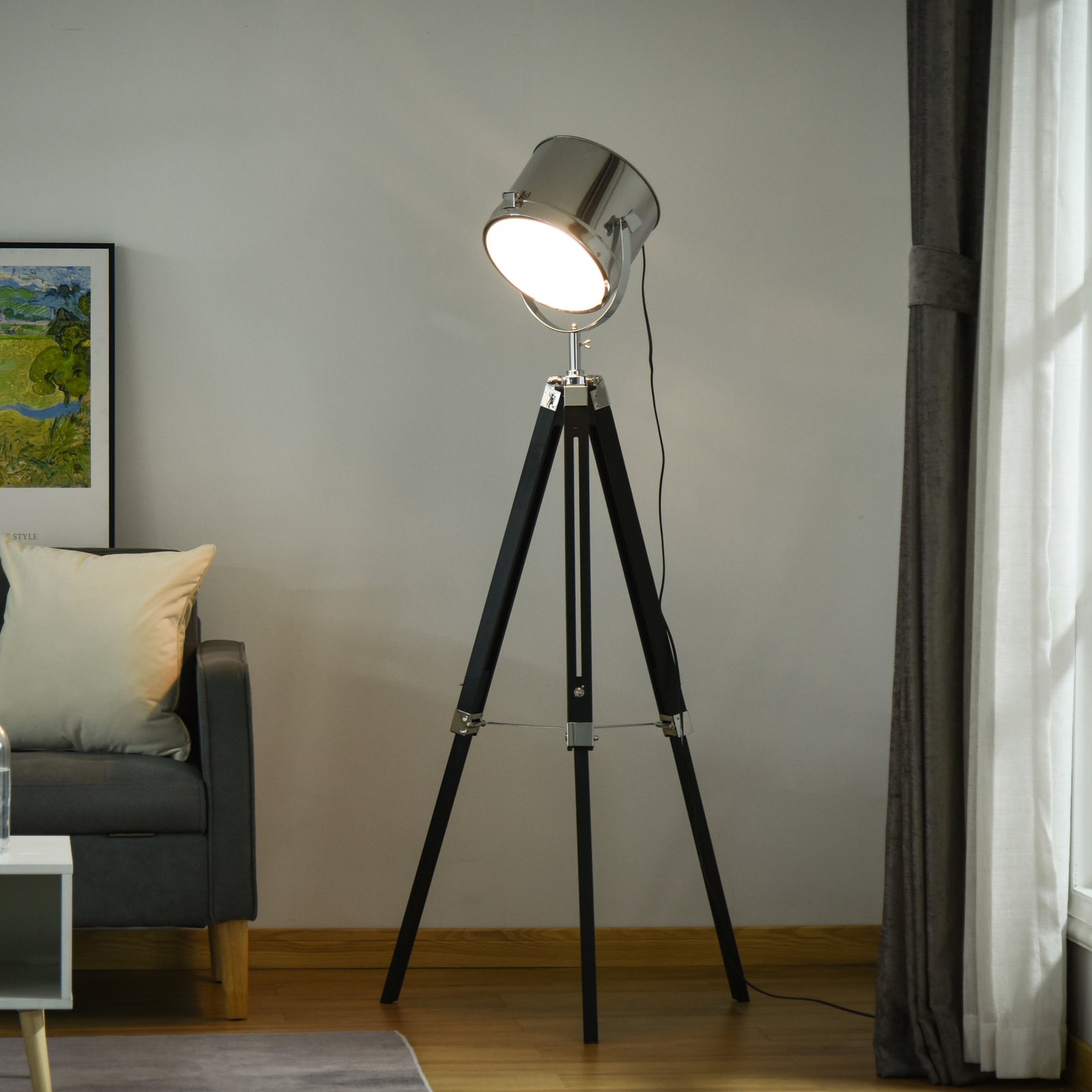 Industrial Style Adjustable Tripod Floor Lamp Searchlight