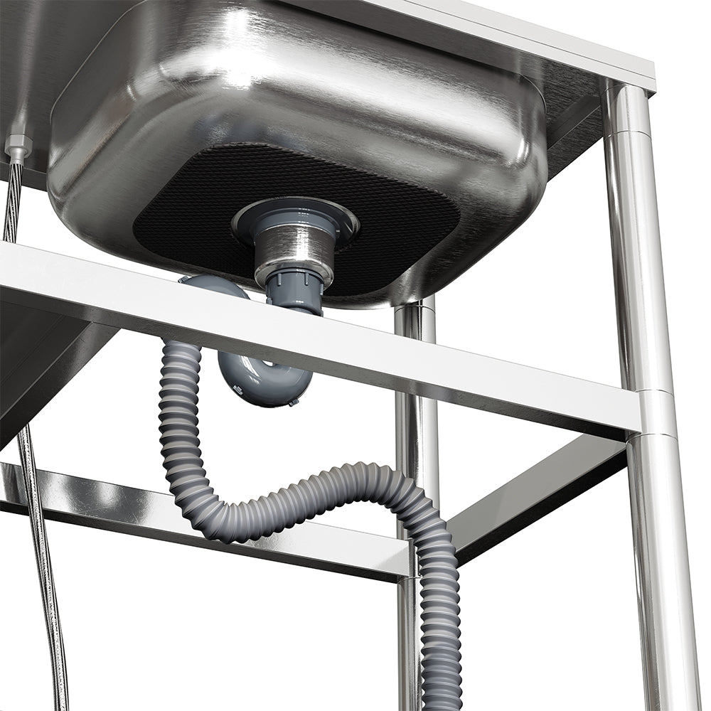 98cm W X45.5cm D X 80cm H Bathroomdeco Stainless Steel One Compartment Sink With Shelves And Drainboard