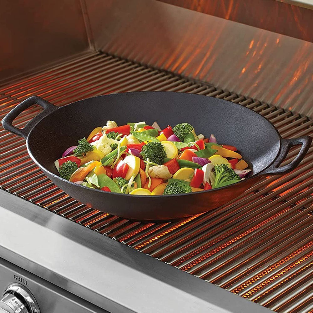 36cm Dia Cast Iron Wok With Double Handles