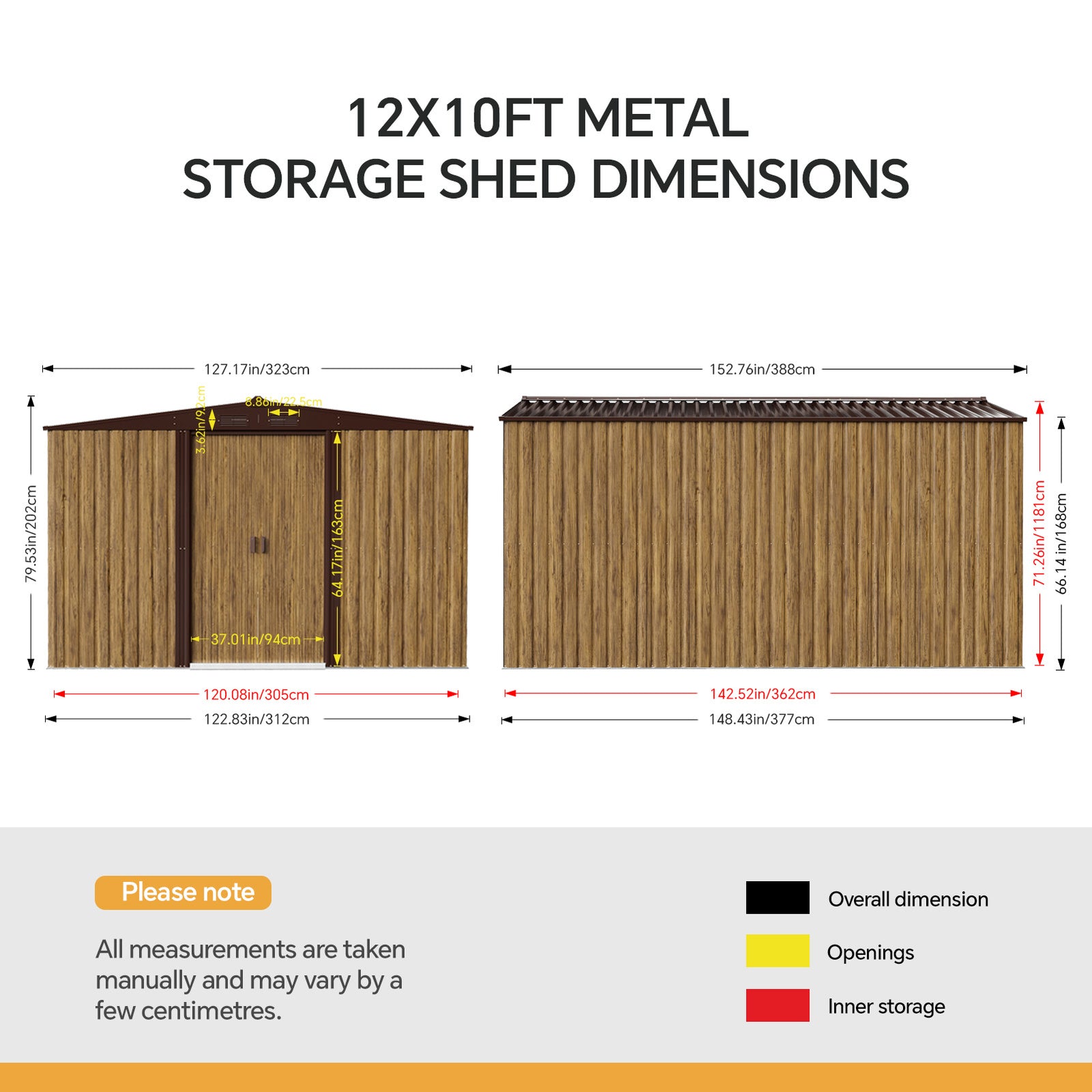 Breeins 12x10 Ft Large Metal Garden Tool Storage Shed