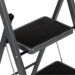 2 Step Ladder, Heavy-duty Steel Folding Home Diy Step Stool With Wide Non-slip Steps & Anti Slip Feet 150kg Capacity | 2 Step | Grey