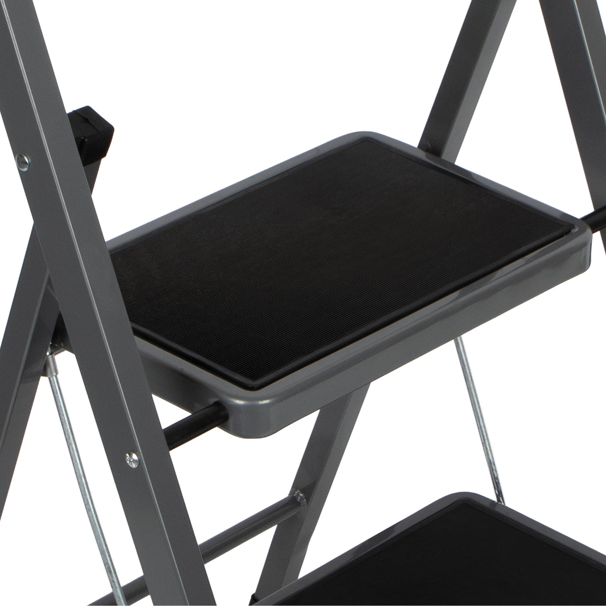 2 Step Ladder, Heavy-duty Steel Folding Home Diy Step Stool With Wide Non-slip Steps & Anti Slip Feet 150kg Capacity | 2 Step | Grey