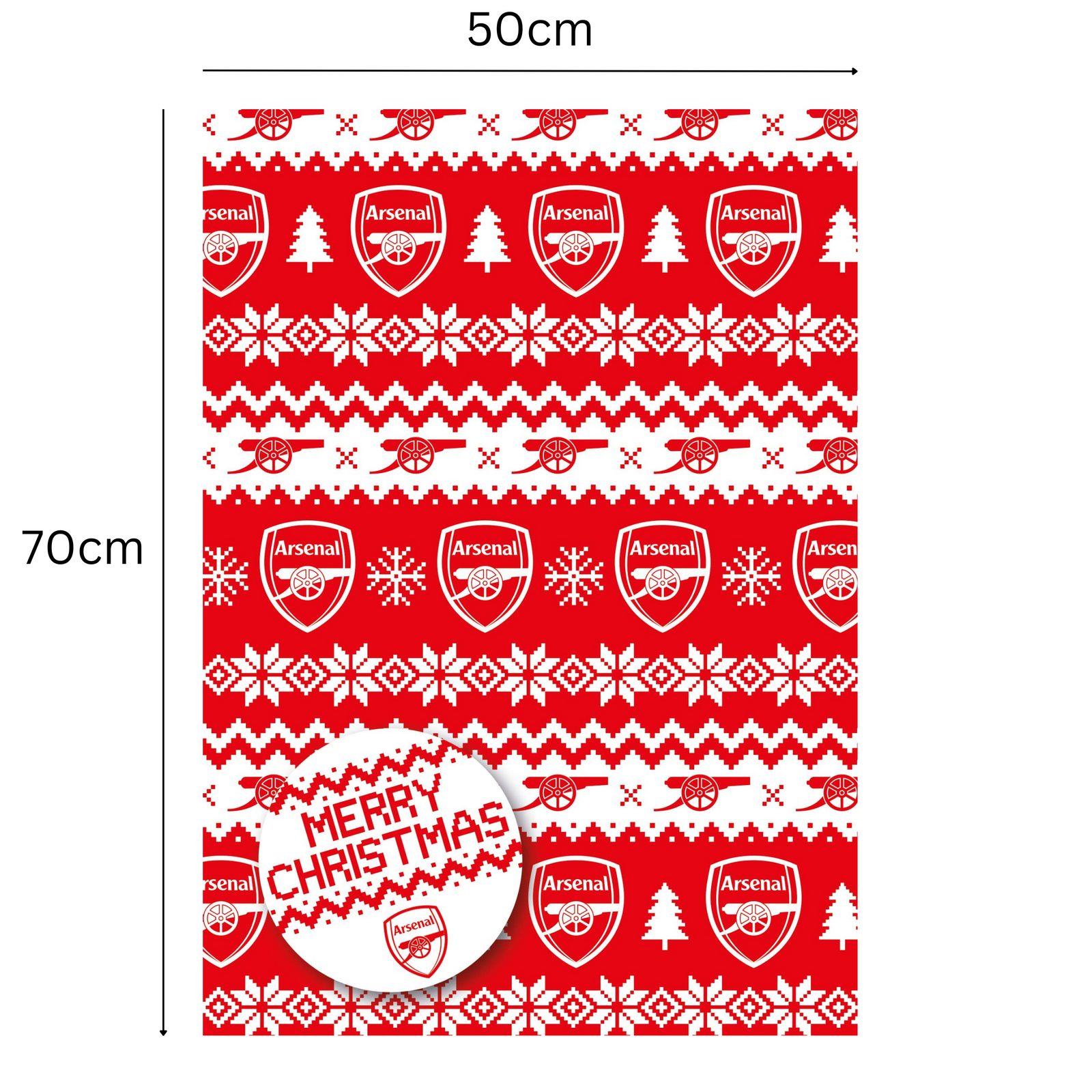 Arsenal FC Arsenal Fc Christmas Gift Wrap, 2 Sheet 2 Tag, Official Product