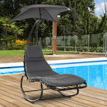 Patio Rocking Chaise Lounge With Canopy And Pillow