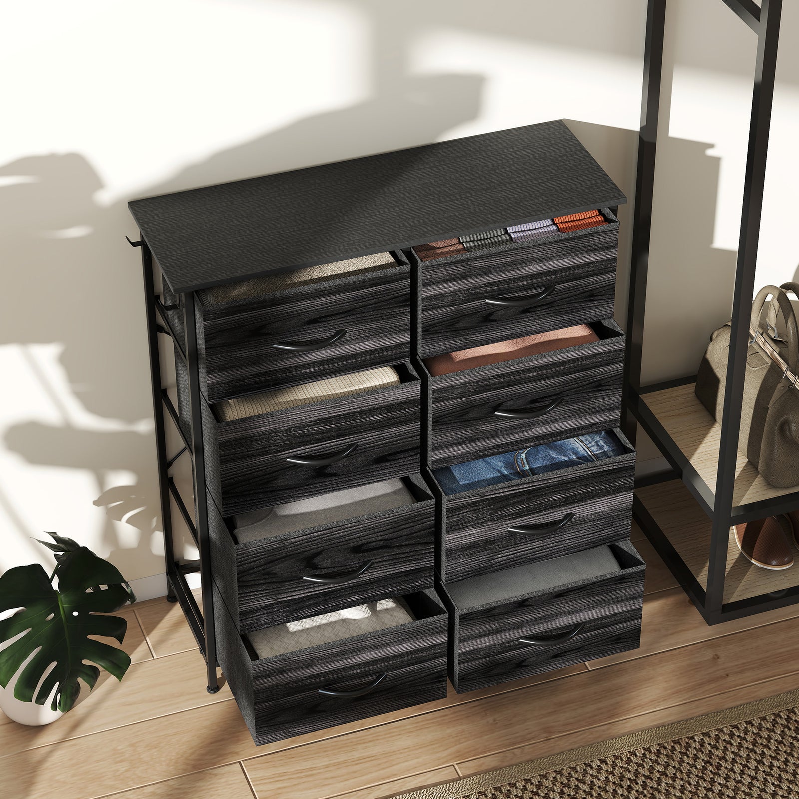 Fabric Chest Of Drawers, 8 Drawer Dresser For Bedroom | Black